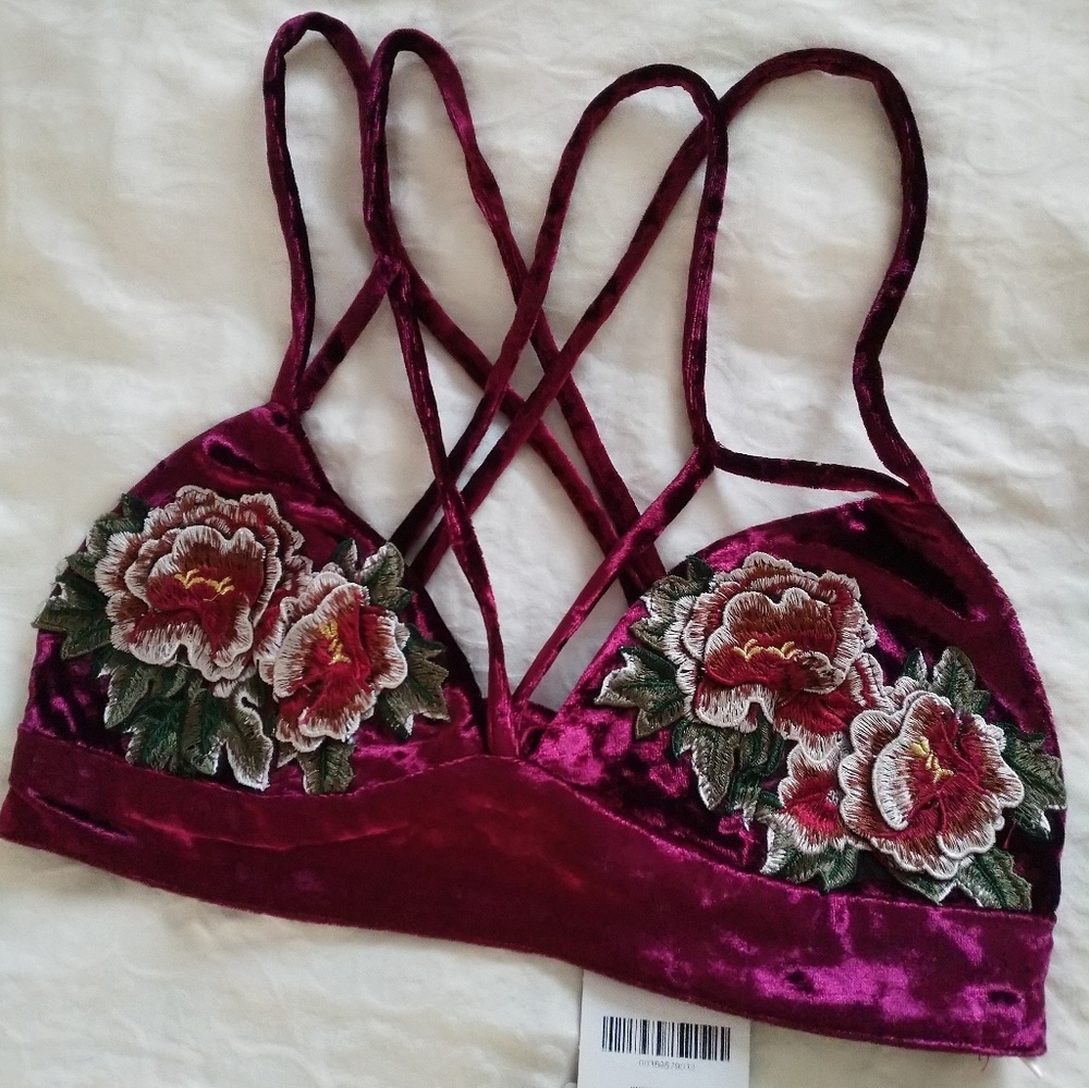 velvet embroidered bralette
